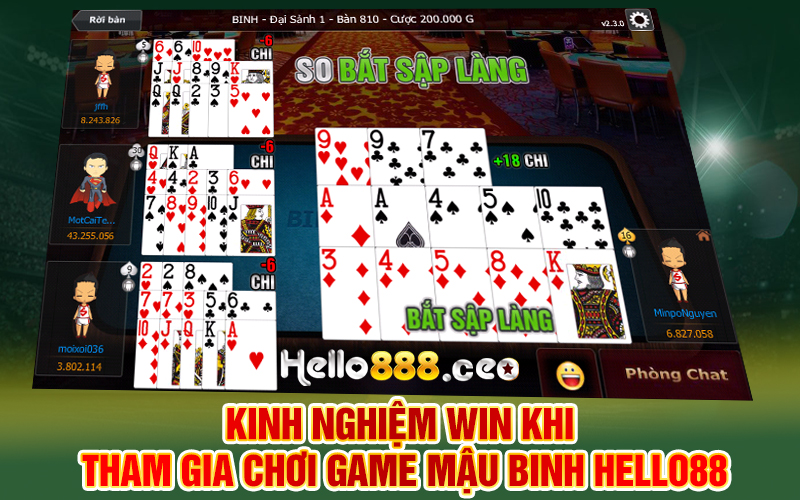 Kinh nghiệm Win khi tham gia chơi game mậu binh Hello88