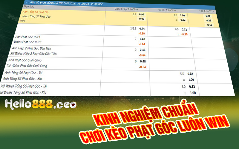 Kinh nghiệm chuẩn chơi kèo phạt góc luôn win